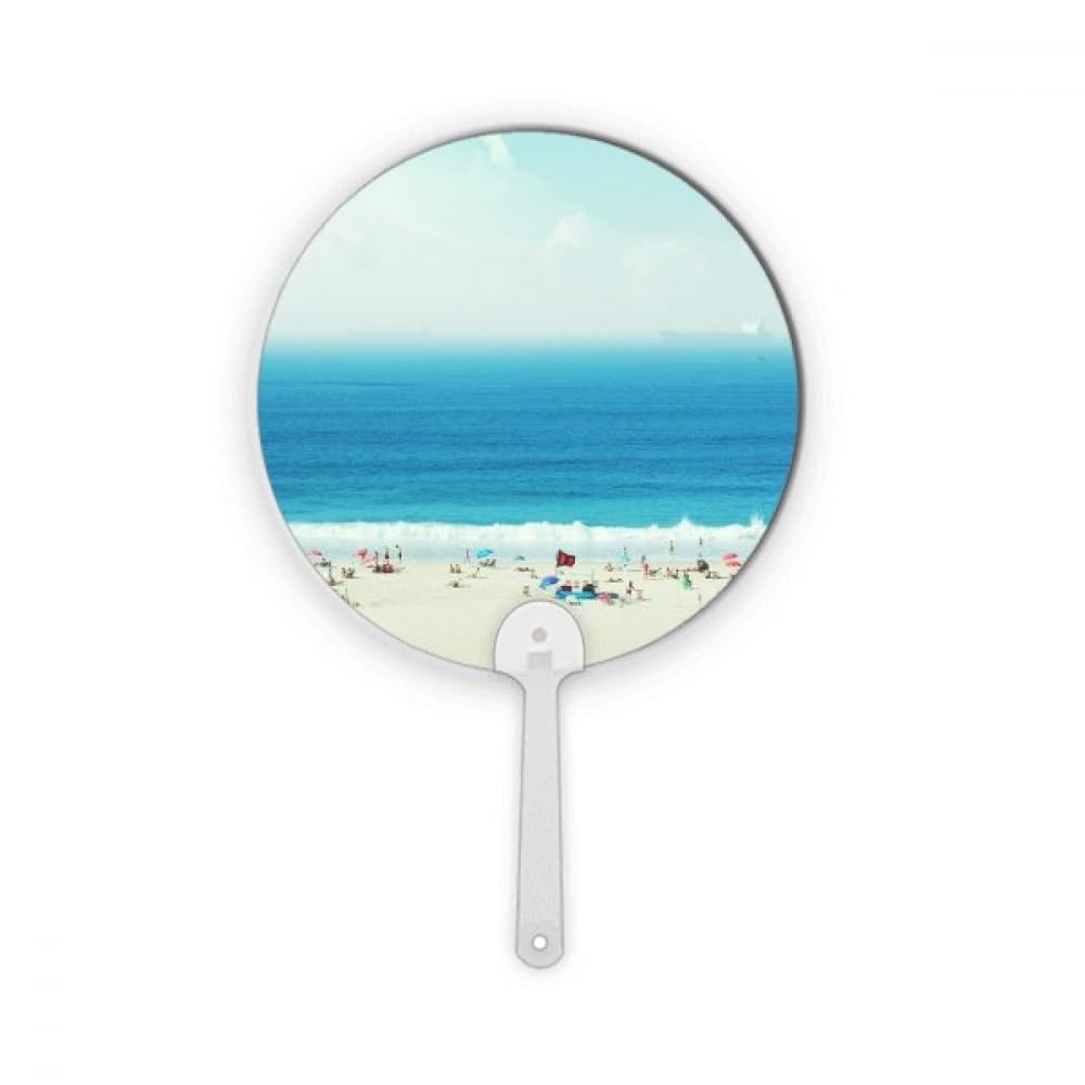 Eventail rond Ocean Sand Beach Science Nature plastique portable