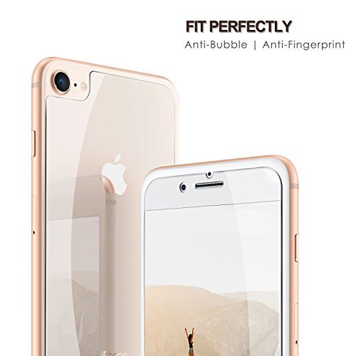 SHARKSBox iPhone 8 Screen Protector Pack of 2 | iPhone 8 Tempered Glass Screen Protector Front Rear Anti-Fingerprint and Scratch Proof | iPhone 8 Glass Screen Protector (Front & Back 4.7 Inch)