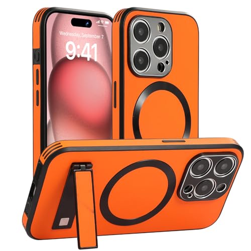 Coque antichoc iPhone 16 Pro orange résolvant la charge et le support