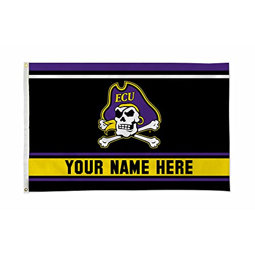 Rico Industries NCAA East Carolina Pirates Personalized - Custom 3' x 5' Banner Flag - Made in The USA - Indoor or Outdoor Décor