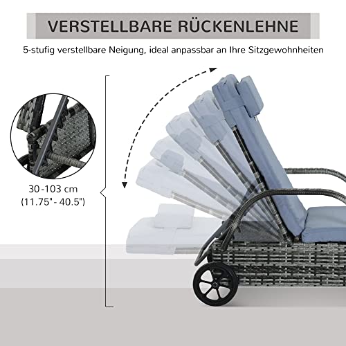 Strandliege mit Rollen von Outsunny – Gartenliege aus Rattan