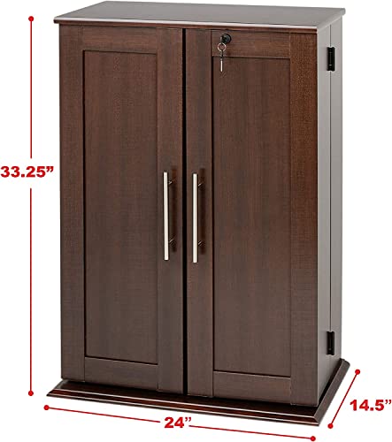 Atlin Designs 34" Small Style Deluxe Media Cabinet, Holds Cd, Dvd, Large Wall Media Storage Rack In Espresso #TOP2