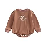 Amiblvowa Gender Neutral Baby Sweatshirt Romper Long Sleeve Crewneck Bubble Onesie Sweater Jumper Ne