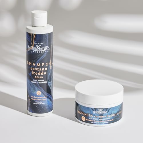 Maternatura, Shampoo Castano Freddo Gelso, Shampoo Tonalizzante Ideale Per Sfumature Fredde, Bio Beauty Routine Tonalizzante Castano Freddo - 250 Ml - 5