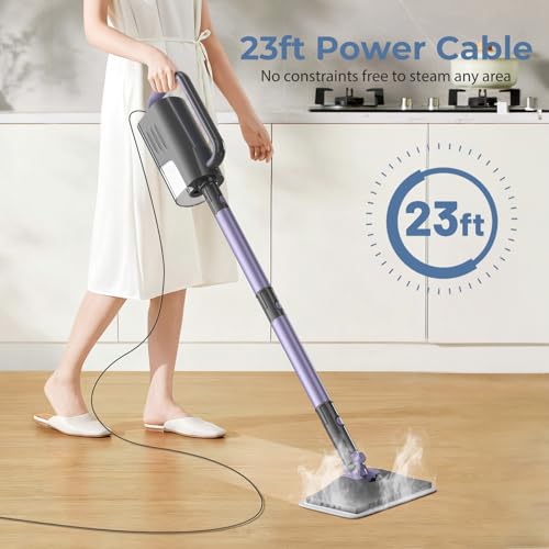 Image of Steam Mop, Steam Cleaner with 400ML Water Tank, 2 Washable Pads, 23FT Power Cable floor steamer, Detachable Steam Mops for sealed Hard Floors, Marble, Stone, Hardwood(Lilac)