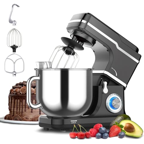 Kitchen Stand Mixer, 10-Speed Tilt Head Portable Kitchen Mixer with 7.5QT Stainless Steel Bowl, Whisk, Dough Hook, Beater Splash Guard, Mixer for Baker, Beginners