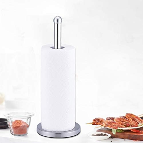 Flybath Kitchen Roll Holder Stainless Steel Huge Freestanding Toilet Paper Towel Holders Tissue Dispenser Stand Organiser,Brushed (Silver)