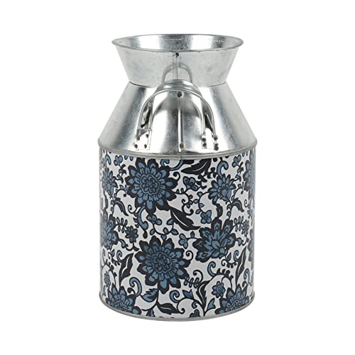 Philpety Shabby Chic Classy Designed Milk Can Galvanized Finish Metal Vase Country Rustic Primitive Decorative Flower Holder, 8.7" H #TOP1