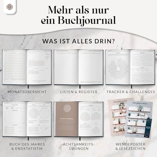 Lebenskompass Buchclub XXL - Das Lesetagebuch & Book Journal SAPHIR - Hardcover DIN A5 Tagebuch für Erwachsene - Book Club Reading Bullet Journal Tracker - Booktok