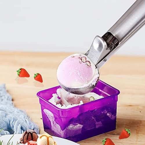 Tyzine Solid Stainless Steel Ice Cream Scoop, Fruits Scoop, With Trigger, Stainless Steel,Easy To Use,Convenient, Fast And Durable.perfect For Frozen Yogurt, Gelatos, Sundaes #TOP1
