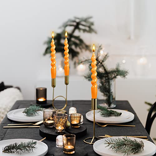 Spiral Taper Dinner Candles Conical Stick Candles H 7.5Inch For Holiday Wedding Party Wax Unscented Dinner Candle Dripless,Wist Taper Candle, Spiral Taper Candle (Orange) #TOP7