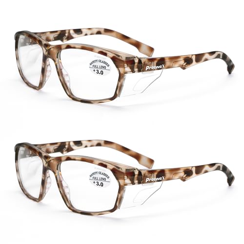 ProtectX Stylish Safety Reading Glasses Anti-Fog Scratch Leopard Print reading 3.0 2PC