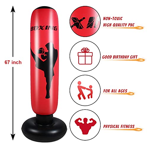 Kids Punching Bag,Boxing Bag For Kids,Free Standing Boxing Bag For Immediate Bounce Back Heavy Punching Bag For Practicing Karate,De-Stress Boxing Bag For Boy/Girl. (170Cm) #TOP1