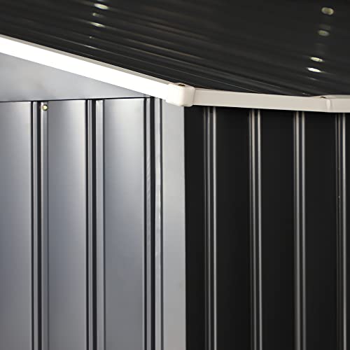 Outsunny Casetta Da Giardino 12.4M² In Acciaio Zincato Con Prese D'aria, Capanno Da Giardino Con Tetto Inclinato, Doppie Porte Scorrevoli Bloccabili, Capanno Porta Attrezzi, 340X386X200 Cm, Grigio - 9