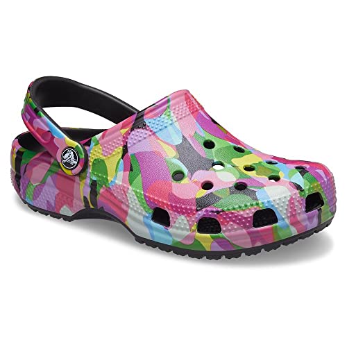 Image of Crocs Unisex-Adult Classic Graphic Clogs, Black /Bubble Block, 13 Men /15 Women