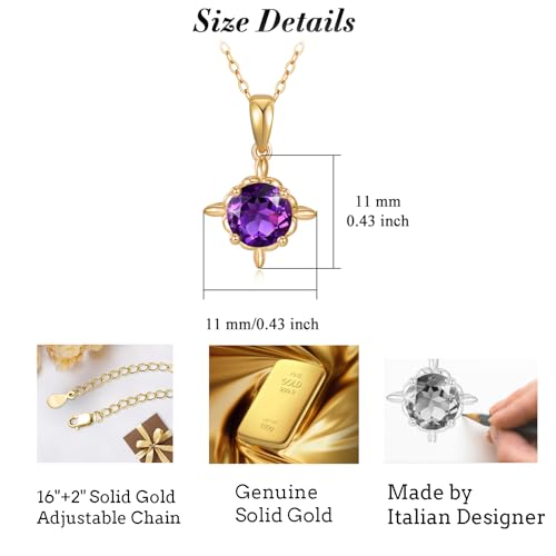 Birthstone Pendant Necklaces 14k Real Gold Necklaces for Women Gemstone Birthstone Anniversary Birthday Mother's Day Valentine Necklaces for 16+2 inch Chain2