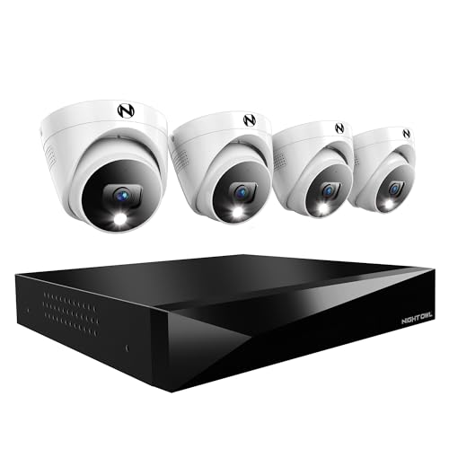 Night Owl 2-Way Audio 12 Channel DVR Video Home Security Camera System with (4) Wired 2K HD Indoor/Outdoor Deterrence Dome Cameras and 2TB Hard Drive (Add up to 4 Wi-Fi Cameras) (4 Camera)