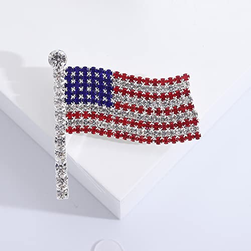 Image of Fashion Enamel Brooch Pin Set Rhinestone Patriotic Independence Day 4th of July American Flag Brooch for Clothes Bags Backpacks