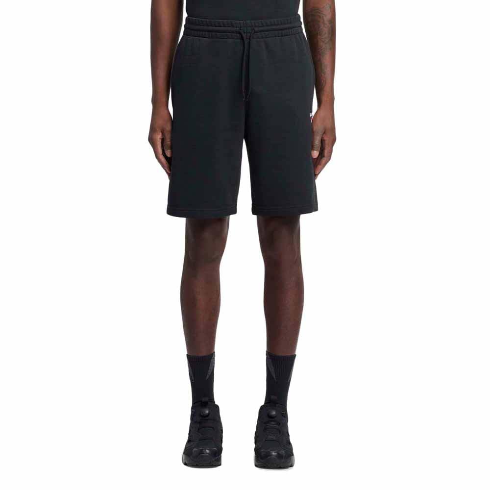Reebok Men's Identity Small Logo Fleece Short, Black/White/Vector Red, XL