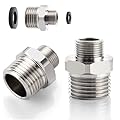 1/2 to 3/8 Reducer Faucet Adapter: 2 Pack Brass Compression Pipe Fitting 3/8 Male to 1/2 Male Supply Line Adapter for RV Kitchen Plumbing - Water Hose Pipe Connector with Rubber Washer