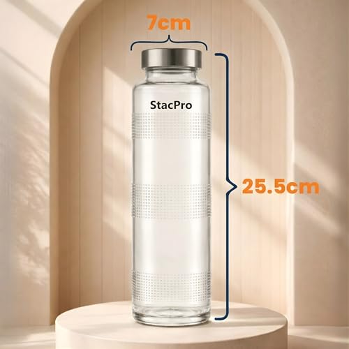 Image of Glass Lunch Box with 2 Compartments | Leakproof Borosilicate Glass Lunch Container with Airtight Lid | BPA Free Tiffin Box for Office, School & Travel (1x980ml + 1xTextured Glass Bottle)