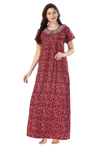 Image of Soulemo Women's Cotton, Rayon & Polyester Printed Maxi Nighty (Alpine) 861