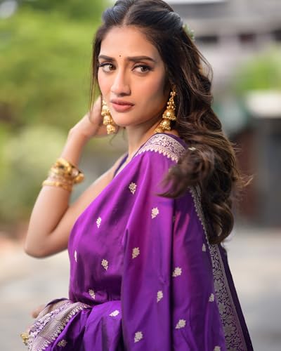 Image of Sugathari Women's Maroon Banarasi Kanchipuram Art Silk Saree for Women - Traditional Wedding & Party Saree with Blouse Piece - Ethnic Indian Silk Saree for Bridal, Festive (KS-156)