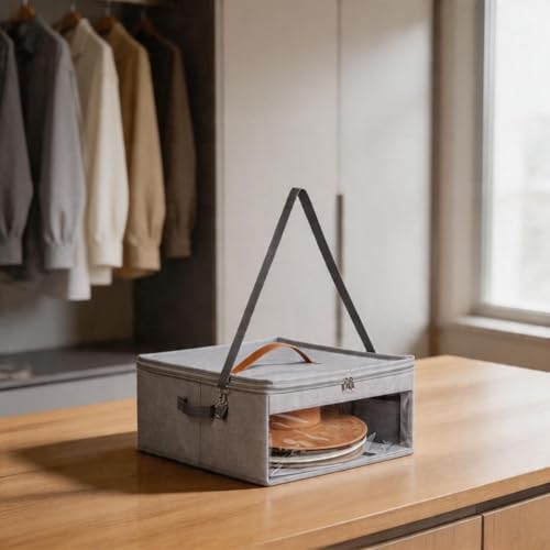 Grande boîte de rangement pour chapeau de cowboy avec panneaux en polypropylène renforcés, empilable, étui de transport de voyage résistant à la poussière et à l'eau avec poignée – vue 2