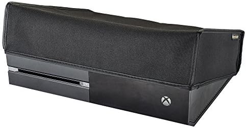 Black Horizontal Dust Cover for Xbox One Console Custom Designed Double Layer Soft Neat Lining Waterproof Dustproof Precision Cut Easy Access Cable Port