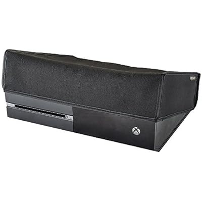 eXtremeRate Black Horizontal Dust Cover for Xbox One Console Custom Designed Double Layer Soft Neat Lining Waterproof Dustproof Precision Cut Easy Access Cable Port