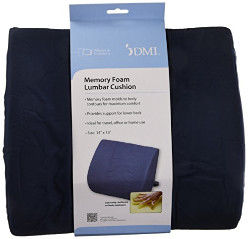 DMI Memory Foam Lumbar Pillow Back Support Cushion with Strap for Better Posture and Easing Back Pain, Navy - Thumbnail 4