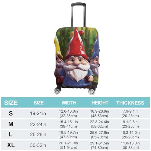 Colorful Gnomes Luggage Cover, Washable Elastic Suitcase Cover Protector Fit 18-32 Inch Luggage2