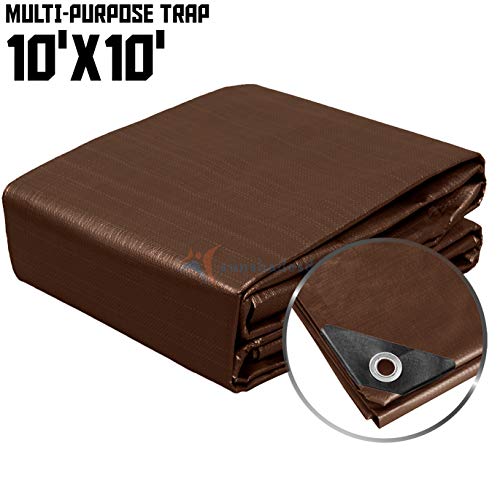 Tang Sunshades Depot 10 X 10 Feet Super Heavy Duty 16 Mil Waterproof Brown Tarp Multi Purpose Waterproof Poly Tarp Cover Reinforced Rip-Stop With Grommets #TOP1