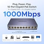 UGREEN Ethernet Switch, 10-Port PoE Switch, 8 PoE+@60W + 2 Gigabit Uplink, Plug & Play, Standard/VLAN/Extend Mode, PoE Auto Recovery, Desktop/Wall Mount Metal Network Splitter for Security Camera - Image 2