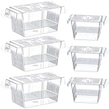 Suzile 6 Pcs Fish Breeder Box for Aquarium with Removable Grating 2 Sizes Plastic Fish Hatchery with Suction Cups Fish Tank Baby Fish Separator for Aggressive Injured Pregnant Fish