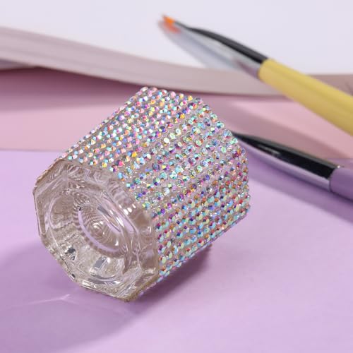 FSpronail Dappen Dish for Monomer, 2pcs Clear Crystal Acetone Cup Nail Art Acrylic Liquid Dampen Monomer Container Acetone Bowl Acrylic Powder Holder Manicure Glass Bowl
