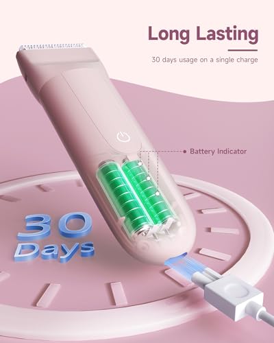 Bikini Trimmer Women, Lady Shavers for Women: 2-in-1 Painless Electric Razor with Ceramic Blades, Rechargeable Wet/Dry Groomer Pubic Hair Remover, Travel-Friendly for Legs, Underarm & Bikini (Pink) - Image 6