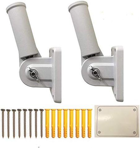 ABUSA Clearance Inventory Adjustbale Flag Pole Bracket Heavy Duty Aluminum Flag White Powder Coated Display Holder (2 Pack)