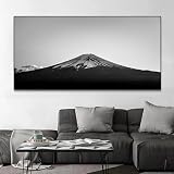 GELYX Pintura artística en lienzo de paisaje blanco y negro con montañas, carteles e impresiones minimalistas, imagen de pared para sala de estar, decoración del hogar, 90 x 180 cm, sin marco