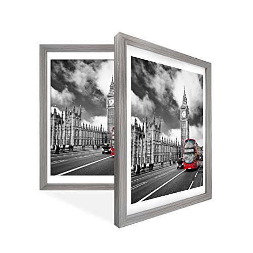 Ikalede 12X16 Rustic Picture Frames Display 11X14 Pictures With Mat Or 12X16 Photos Without Mat Solid Wood Grain Picture Frames Wall Art For Living Room Wall Mounting Decor #TOP2