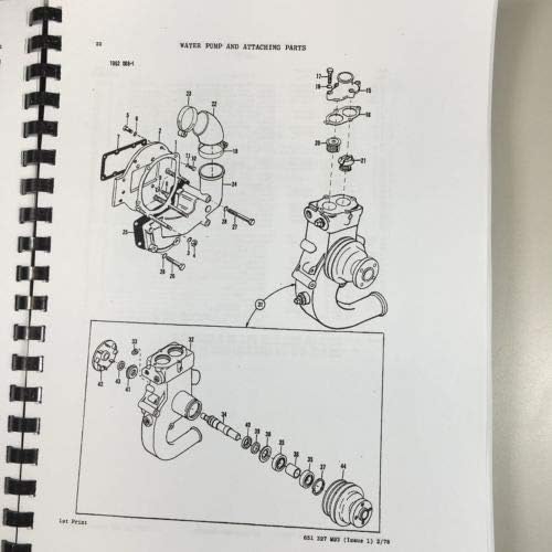 Exploded view diagram of a water pump and its attaching parts