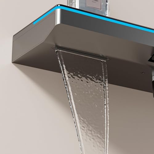 Robinet de bain cascade mural pour douche familiale avec mitigeur digital blanc
