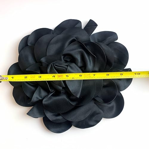 Image of Heyiwell Large Satin Fabric flower for Brooch Pin Wedding Party Dance Dress Suit Clothes Head Hair Accessories DIY Decor 9.45 inchInch