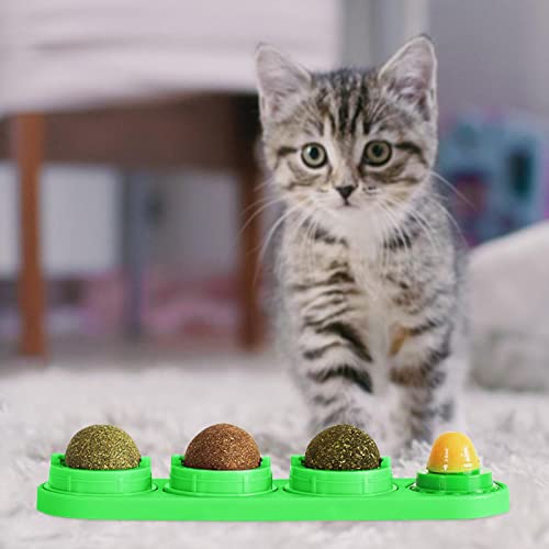 Gato Brinquedos Catnip Ball - 4 em 1 Catnip Wall Balls Brinquedos Comestíveis Gatinho para Gatos Lam