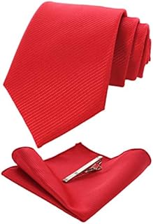 RBOCOTT Solid Color Tie and Pocket Square, Tie Clip Set for Men