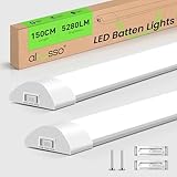 ALUSSO 2er Set LED Röhre 150cm, Superhelle 48W 5280lm Lichtleisten Integrierte Leiste, Farben Veränderbar Leuchtstoffröhre Kaltweiß Neutralweiß Warmweiß, Lichtleiste für Küche Garage Werkstatt Keller