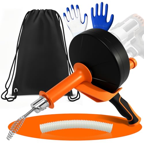 Desatascador Fregadero, 2 in 1 Espiral de Cable Desatascador Tuberias con Guantes para Desagües, Cocina, Baño, Fregaderos