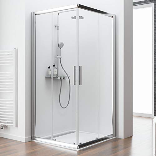 Schulte EP508004 41 500 31 Duschkabine Kristall/Trend Eckeinstieg II, 80 x 80 cm, 185 cm, 6 mm Sicherheitsglas Klar hell fixil beschichtet, chromoptik
