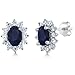 Gem Stone King 2.76 Ct Oval 7X5MM Blue Sapphire 925 Sterling Silver Women's Jewelry Halo Princess Diana Kate Middleton Post Earrings