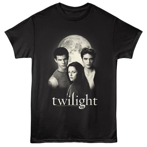 American Classics Twilight Bella Edward Jacob Moon Poster T Shirt Black | Officially Licensed Twilight Saga Merch, Designed and Printed in the USA, Unisex Crewneck Graphic Tee, Men and Women